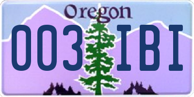 OR license plate 003IBI