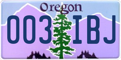 OR license plate 003IBJ