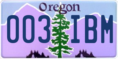 OR license plate 003IBM