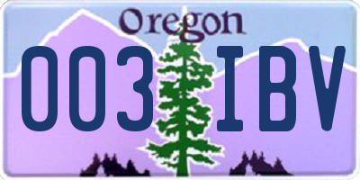 OR license plate 003IBV