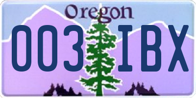 OR license plate 003IBX