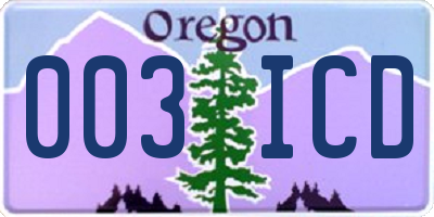 OR license plate 003ICD