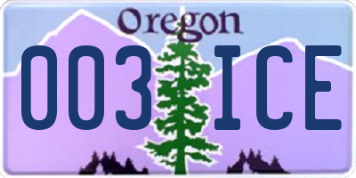 OR license plate 003ICE