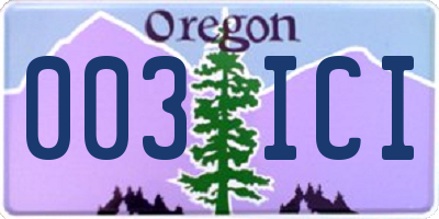 OR license plate 003ICI