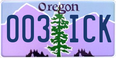 OR license plate 003ICK