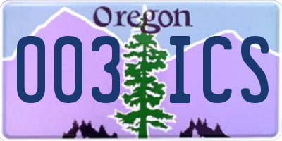 OR license plate 003ICS