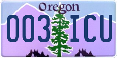 OR license plate 003ICU