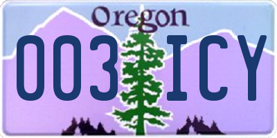 OR license plate 003ICY