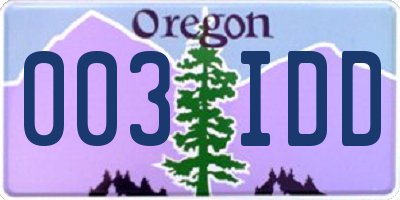 OR license plate 003IDD