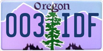 OR license plate 003IDF