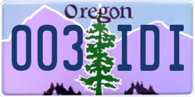 OR license plate 003IDI