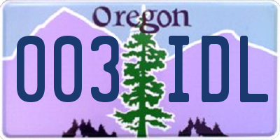 OR license plate 003IDL