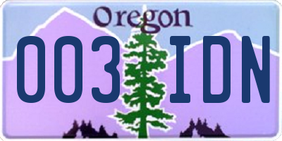 OR license plate 003IDN