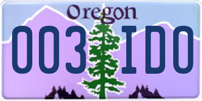 OR license plate 003IDO
