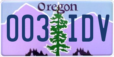 OR license plate 003IDV