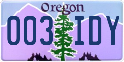 OR license plate 003IDY