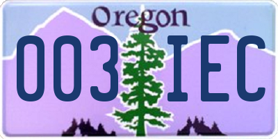 OR license plate 003IEC