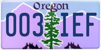 OR license plate 003IEF