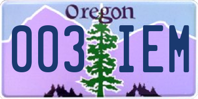 OR license plate 003IEM