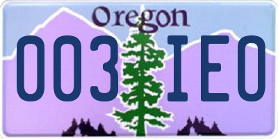 OR license plate 003IEO