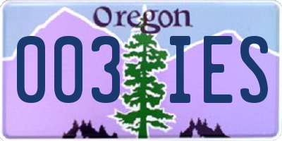 OR license plate 003IES