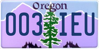 OR license plate 003IEU