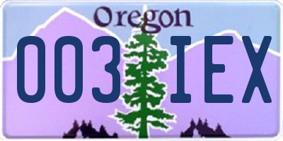 OR license plate 003IEX