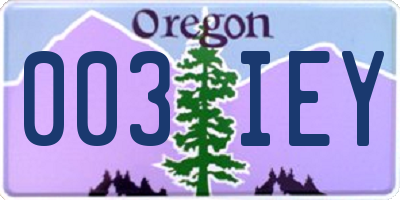 OR license plate 003IEY