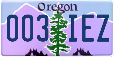 OR license plate 003IEZ