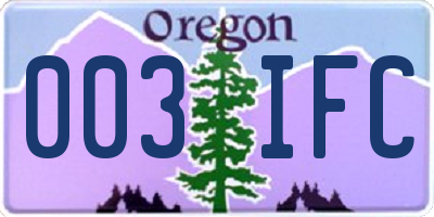 OR license plate 003IFC