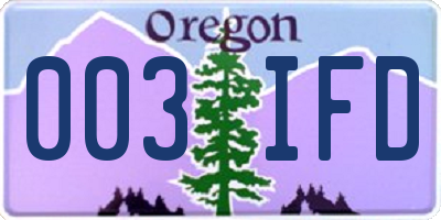 OR license plate 003IFD