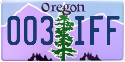 OR license plate 003IFF