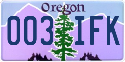 OR license plate 003IFK