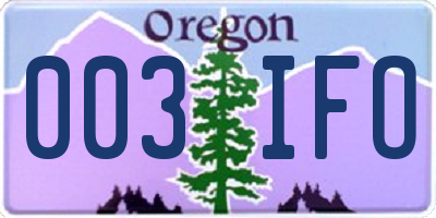 OR license plate 003IFO