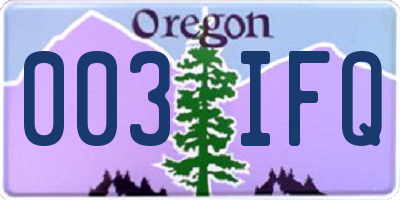 OR license plate 003IFQ