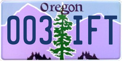 OR license plate 003IFT