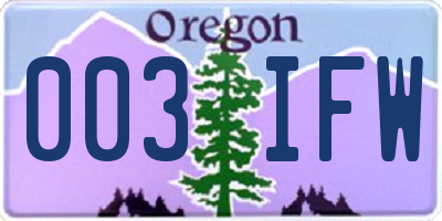 OR license plate 003IFW
