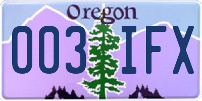 OR license plate 003IFX
