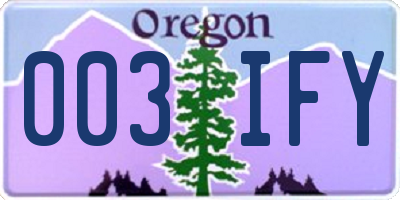 OR license plate 003IFY