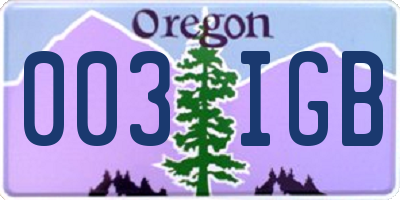 OR license plate 003IGB