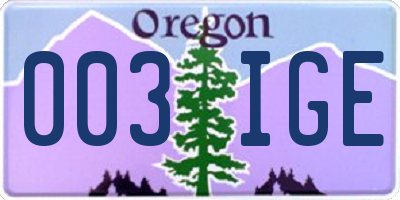 OR license plate 003IGE