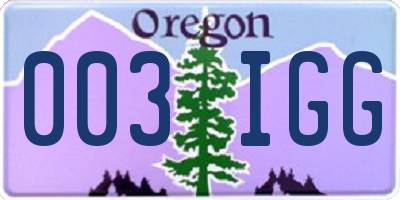 OR license plate 003IGG