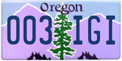 OR license plate 003IGI