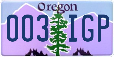 OR license plate 003IGP