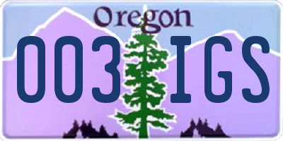 OR license plate 003IGS