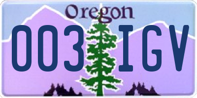 OR license plate 003IGV