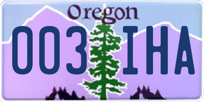 OR license plate 003IHA