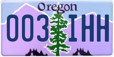 OR license plate 003IHH