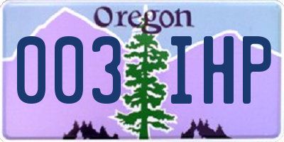 OR license plate 003IHP