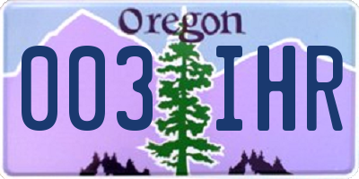 OR license plate 003IHR
